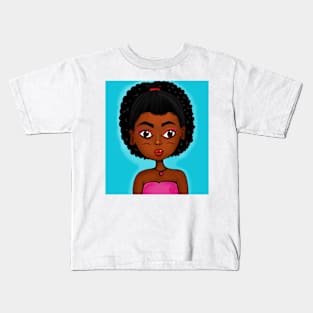 cute black girl digital art illustration Kids T-Shirt